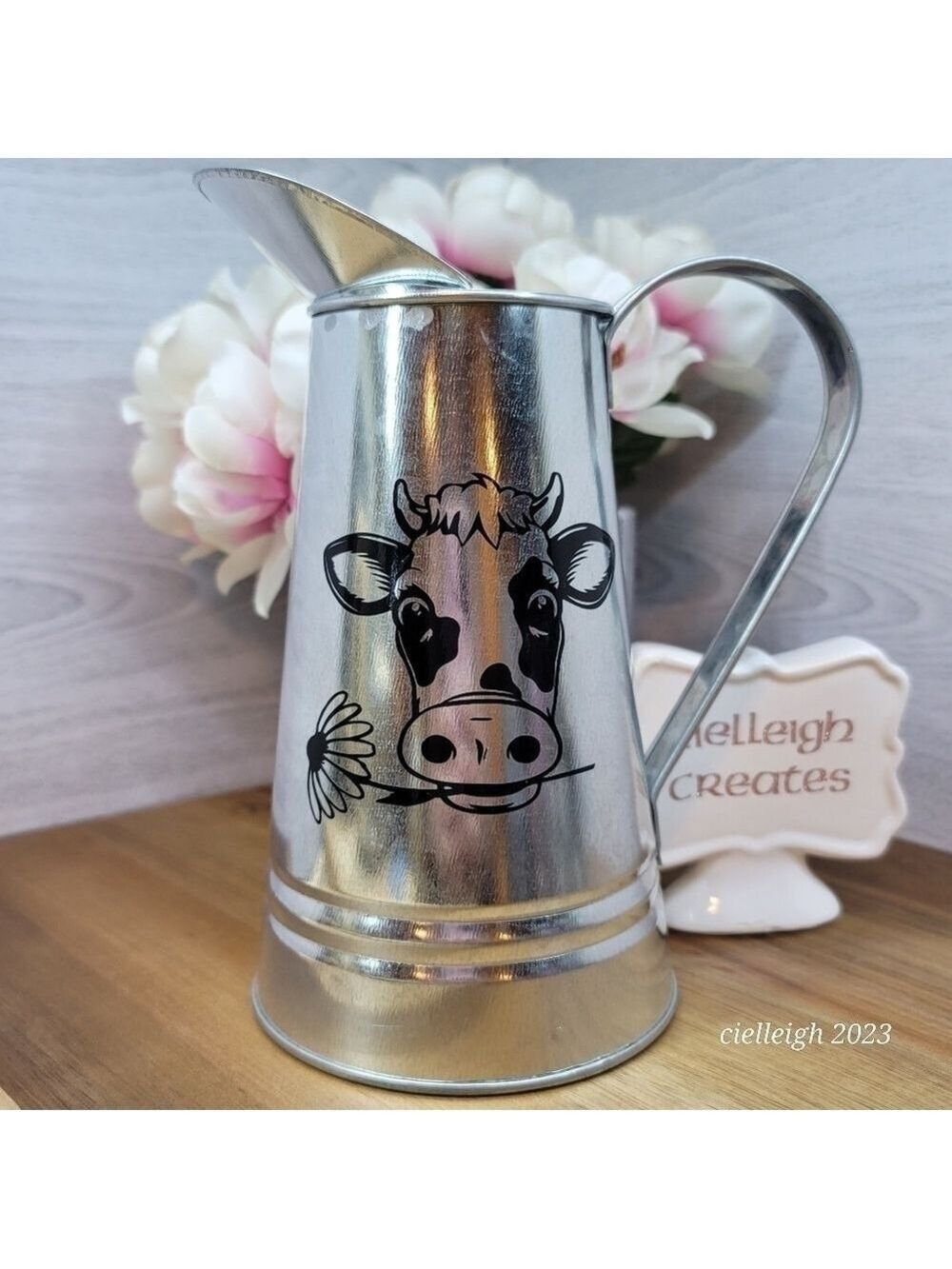 Custom Handcrafted Cute Cow Metal Pitcher / Vase